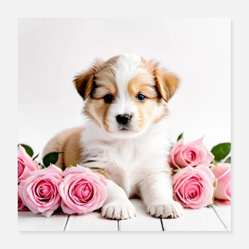 Motif de chiot de chien Poster 40 x 40 cm