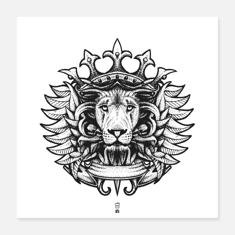 Lion Roi - Poster 40x40 cm - Weiß