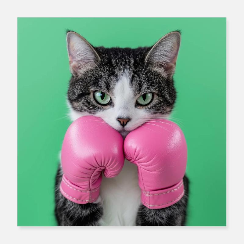 Boxer cat : Mignon avec du punch Poster 40 x 40 cm