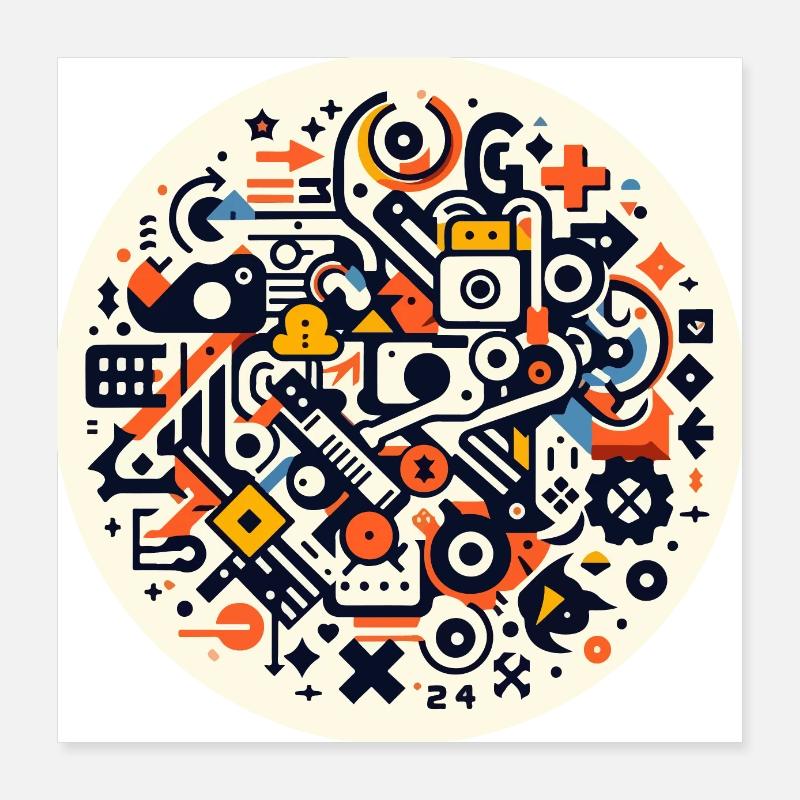 Abstrakte Symphonie der Technik Poster 40x40 cm