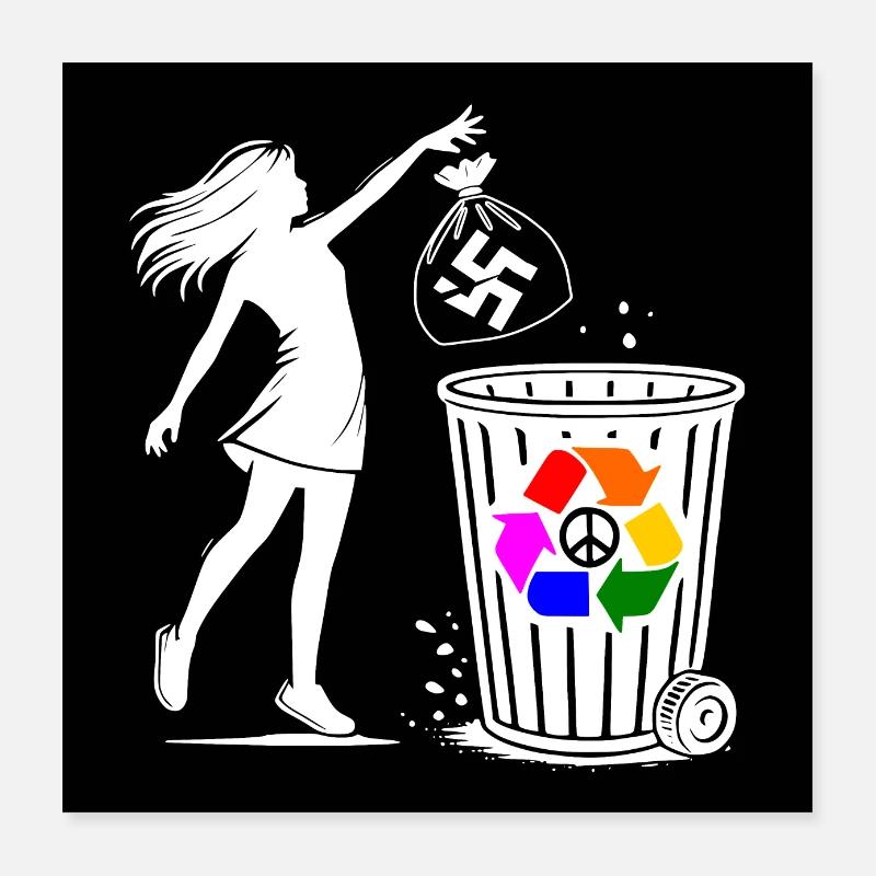 FCK NZS - Against the Right - keep your environment clean Poster 16" x 16" (40x40 cm)