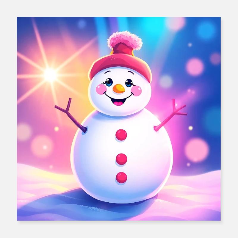 süßer Schneemann Poster 40x40 cm
