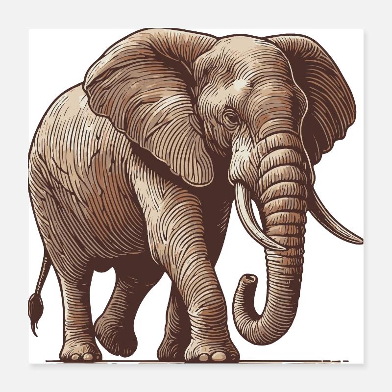 Éléphant Poster 40 x 40 cm