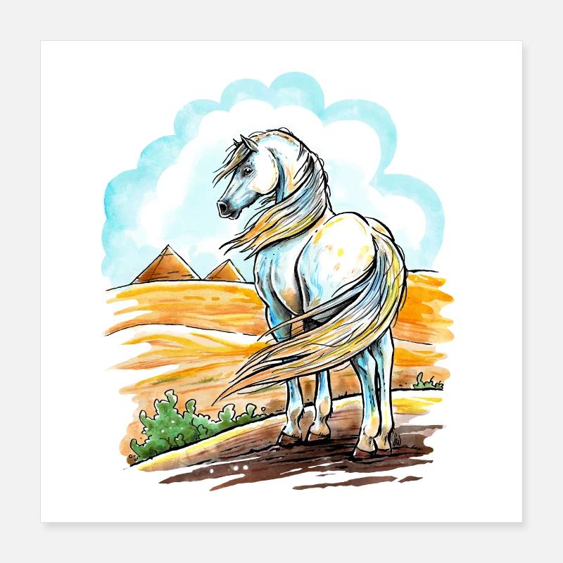 Cheval Arabe Égyptien Poster 40 x 40 cm