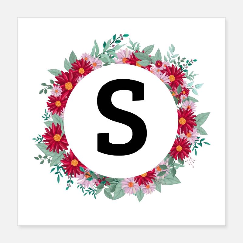 Blumenkrone des Buchstabens Poster 40x40 cm