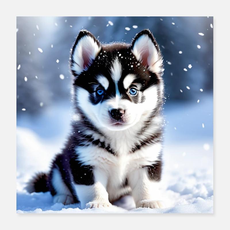 Husky Welpe - Snow white Poster 40x40 cm