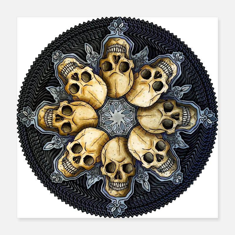 Schädel Kreis Poster 40x40 cm