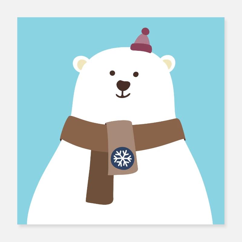 Poster Eisbär Nordpol Bär Eis Schnee Winter cool Poster 40x40 cm
