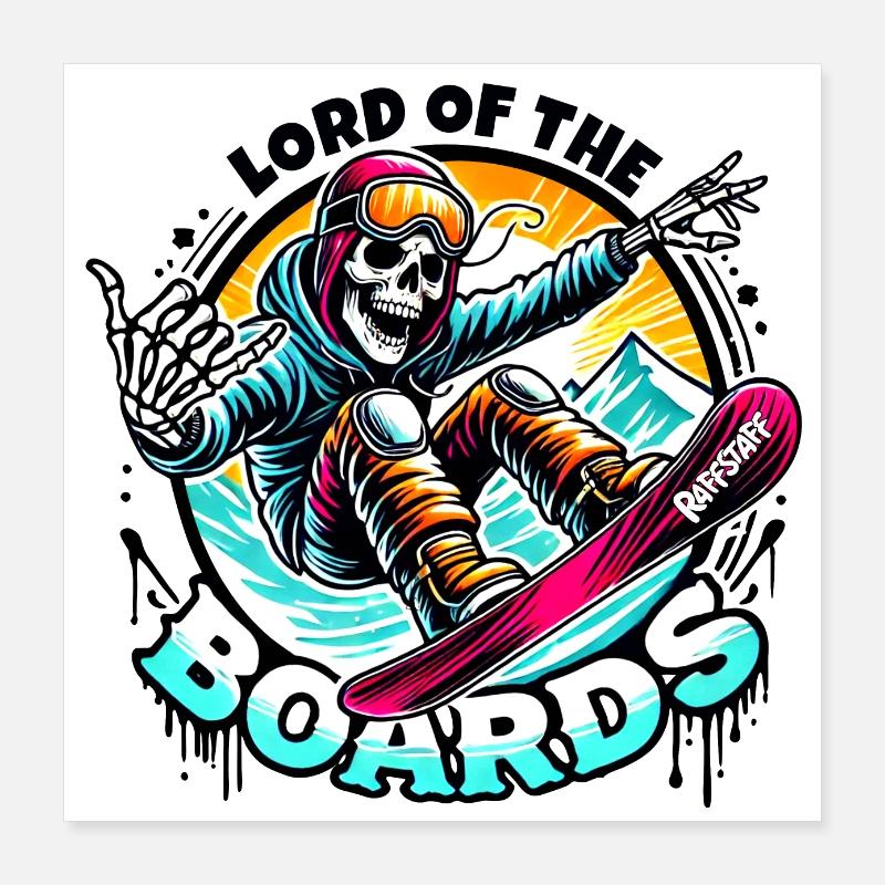 Seigneur des planches Snow Ski Skull - raffstaff ® Poster 40 x 40 cm