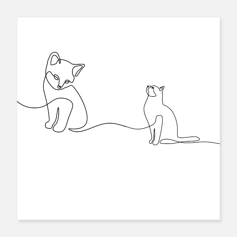 Oneline pour chien et chat Poster 40 x 40 cm