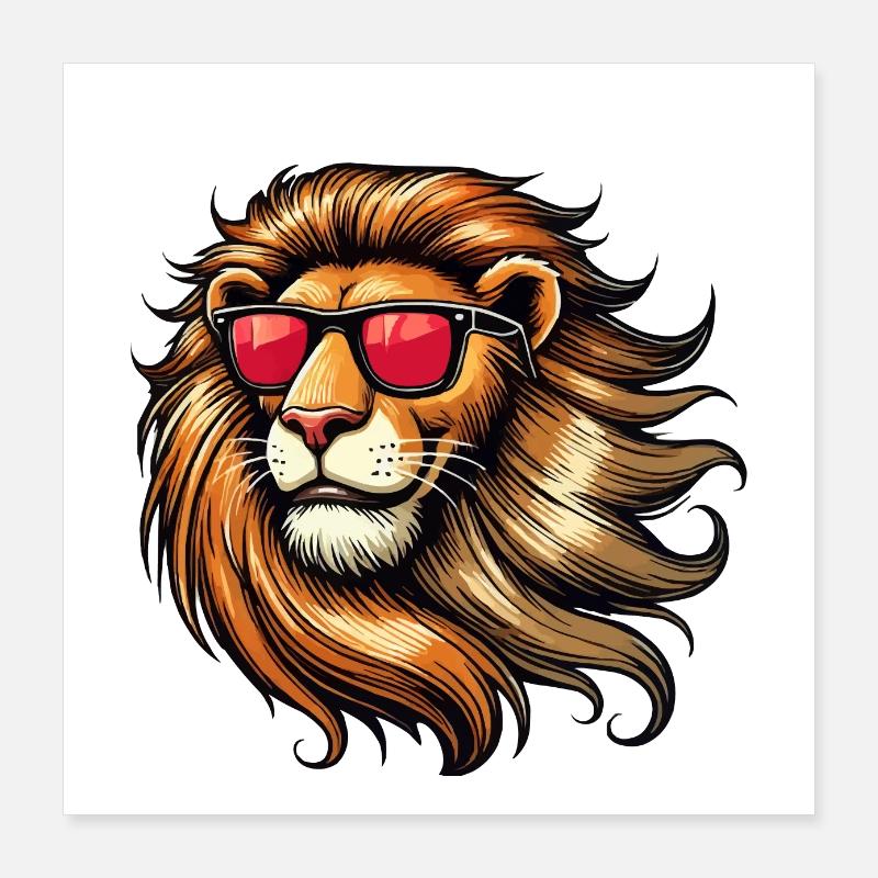 löwe lion sonnenbrille Poster 40x40 cm