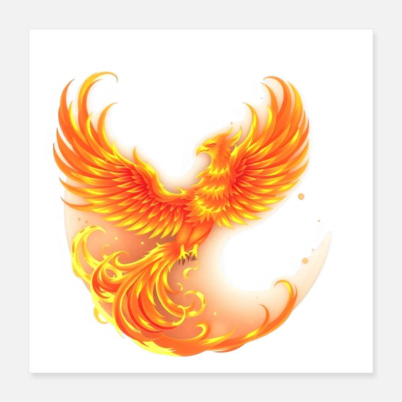 Cooler brennender Phönix Poster 40x40 cm