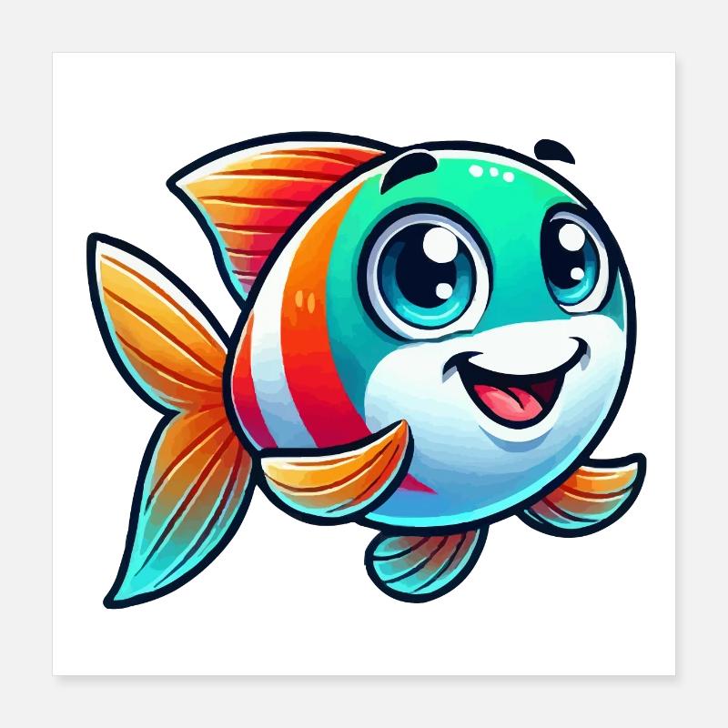 Bande dessinée de poisson Poster 40 x 40 cm