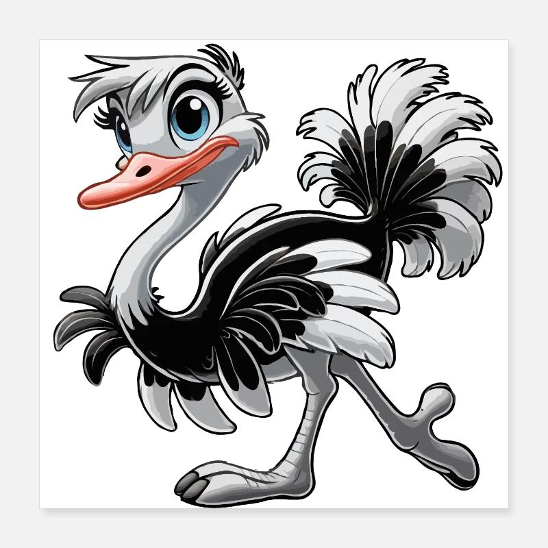 Autruche Poster 40 x 40 cm