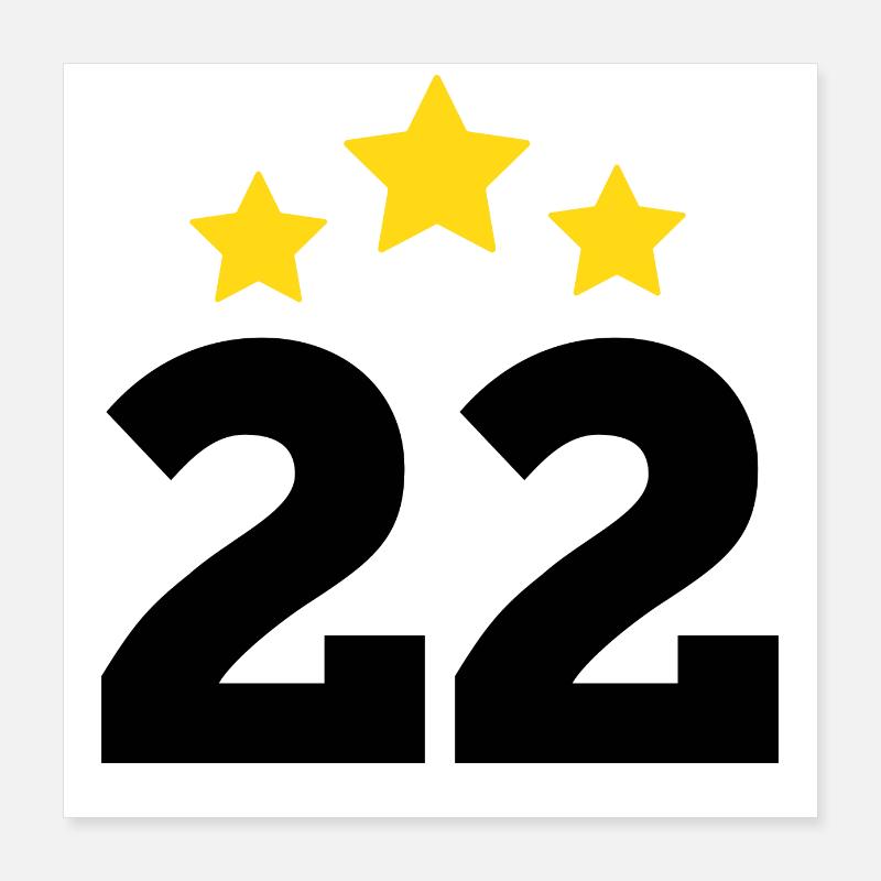 22 ans étoile - cadeau 22e anniversaire Poster 40 x 40 cm
