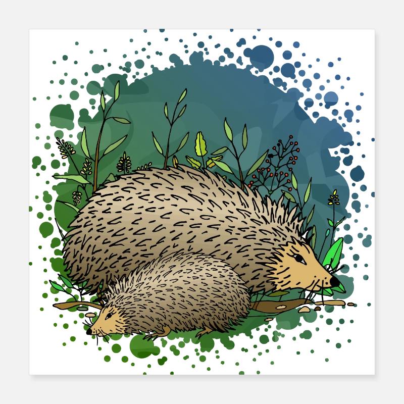 Hedgehogs Poster 16" x 16" (40x40 cm)