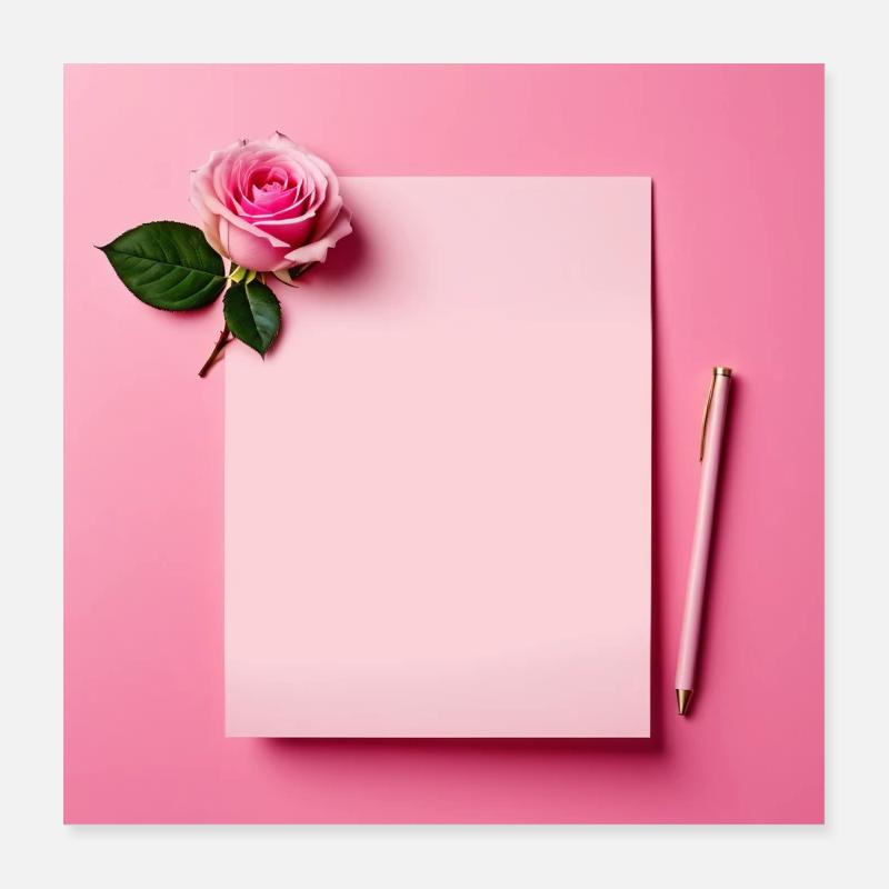 Rosa Brief Hintergrund - Poster 40x40 cm - Weiß