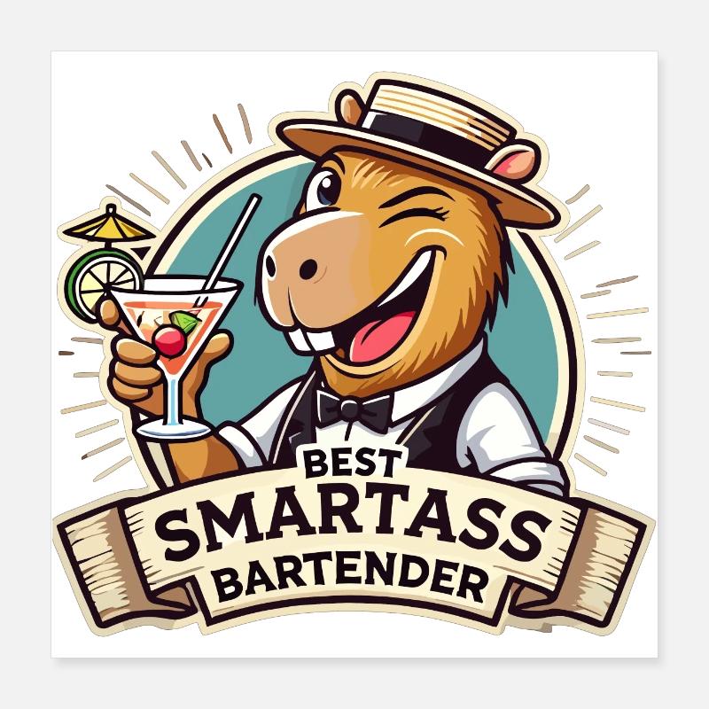 Bartender Bartender Capybara Capy Gift Poster 16" x 16" (40x40 cm)