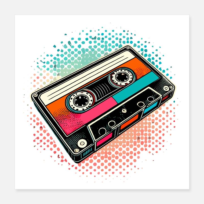 Compact Cassette Cassette Tape 90s Gift Poster 16" x 16" (40x40 cm)