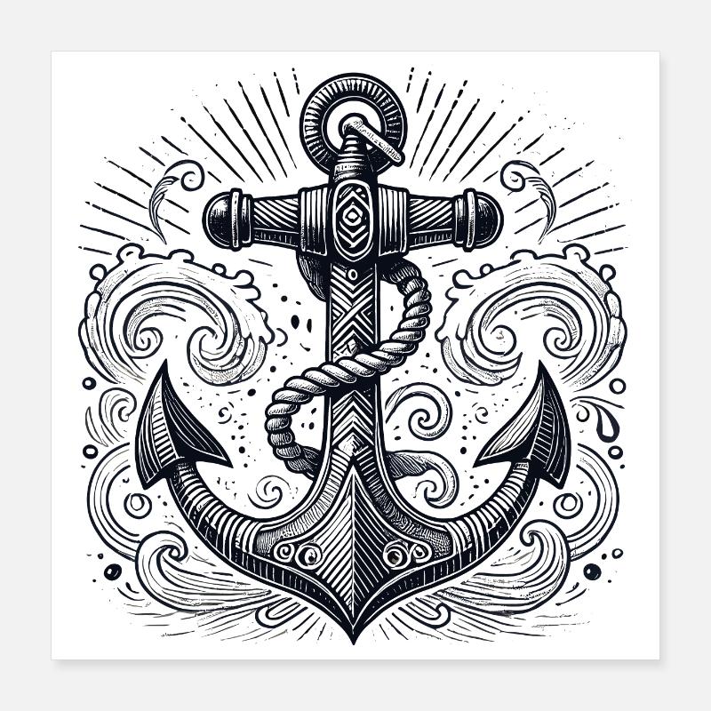 Anchor Ship Anchor Anchor Cool Maritime Gift Poster 16" x 16" (40x40 cm)