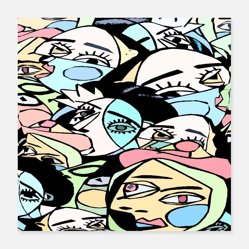 Crazy faces Poster 16" x 16" (40x40 cm)