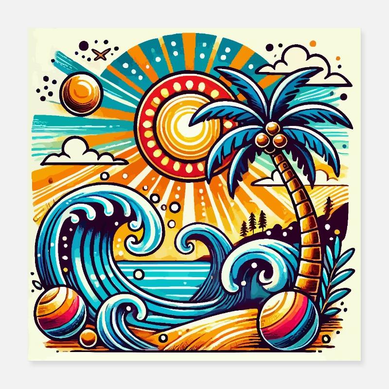 Coucher de soleil tropical Poster 40 x 40 cm