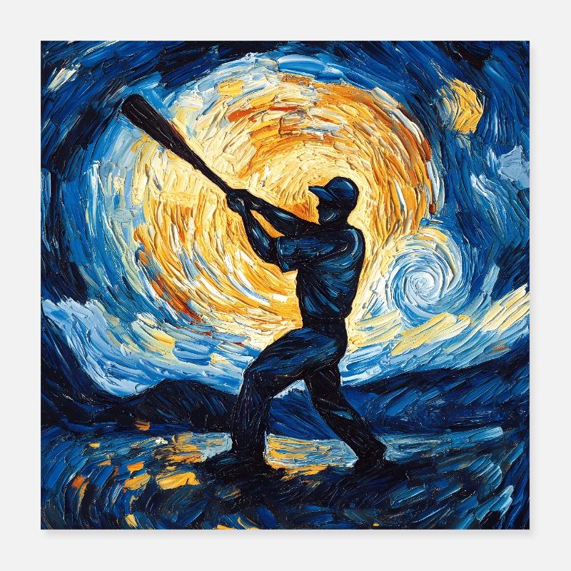 Baseball Player Van Gogh Poster 16" x 16" (40x40 cm)