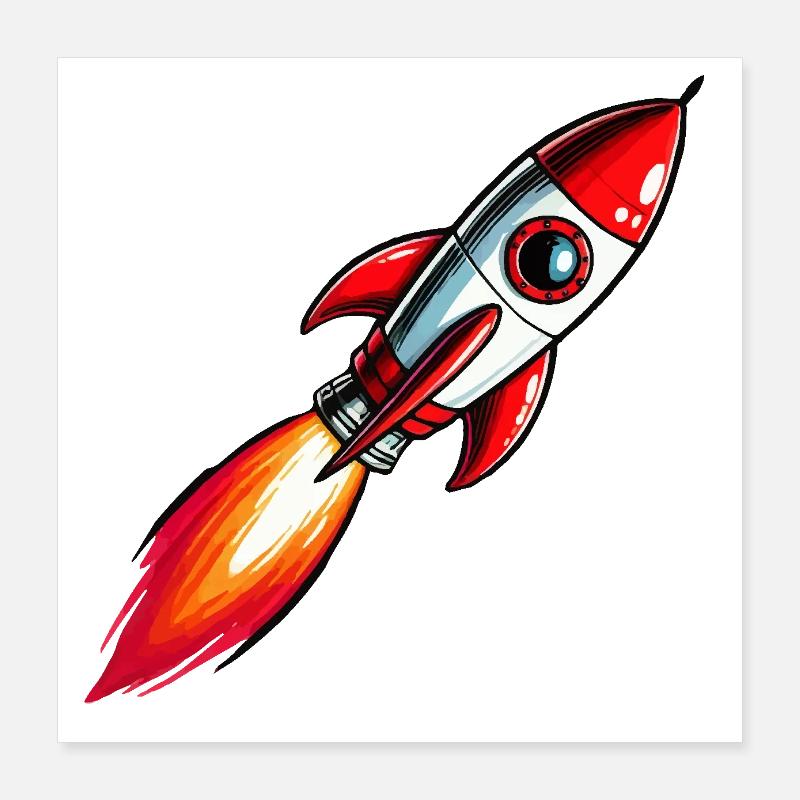 Rakete Poster 40x40 cm