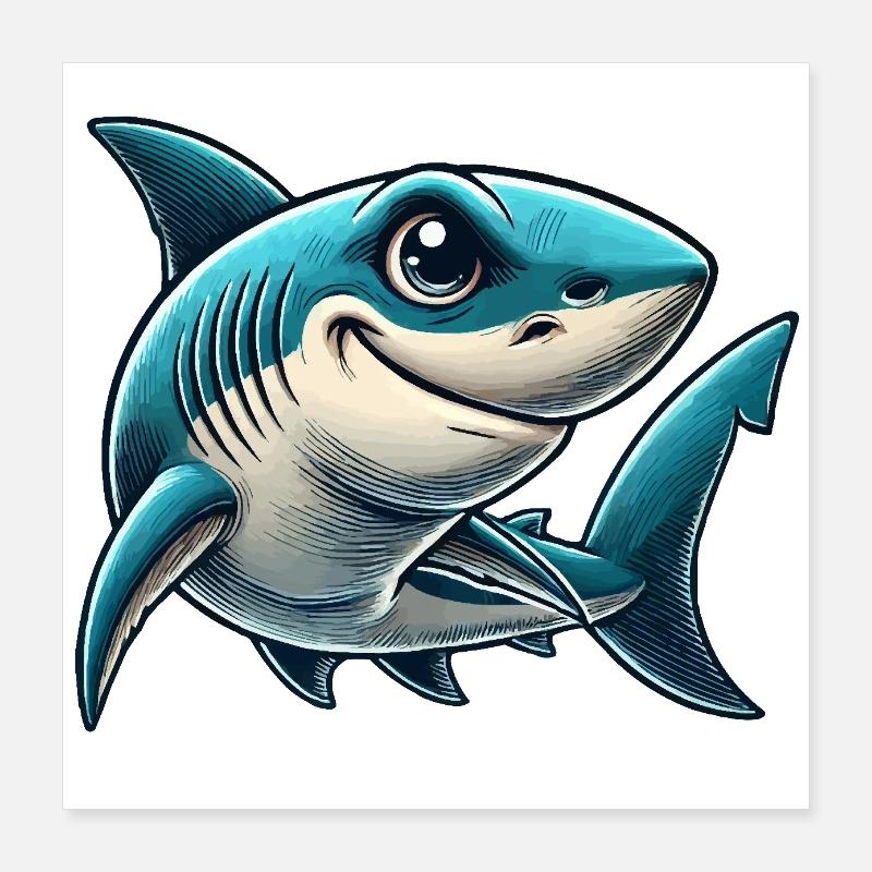 Bande dessinée requin Poster 40 x 40 cm