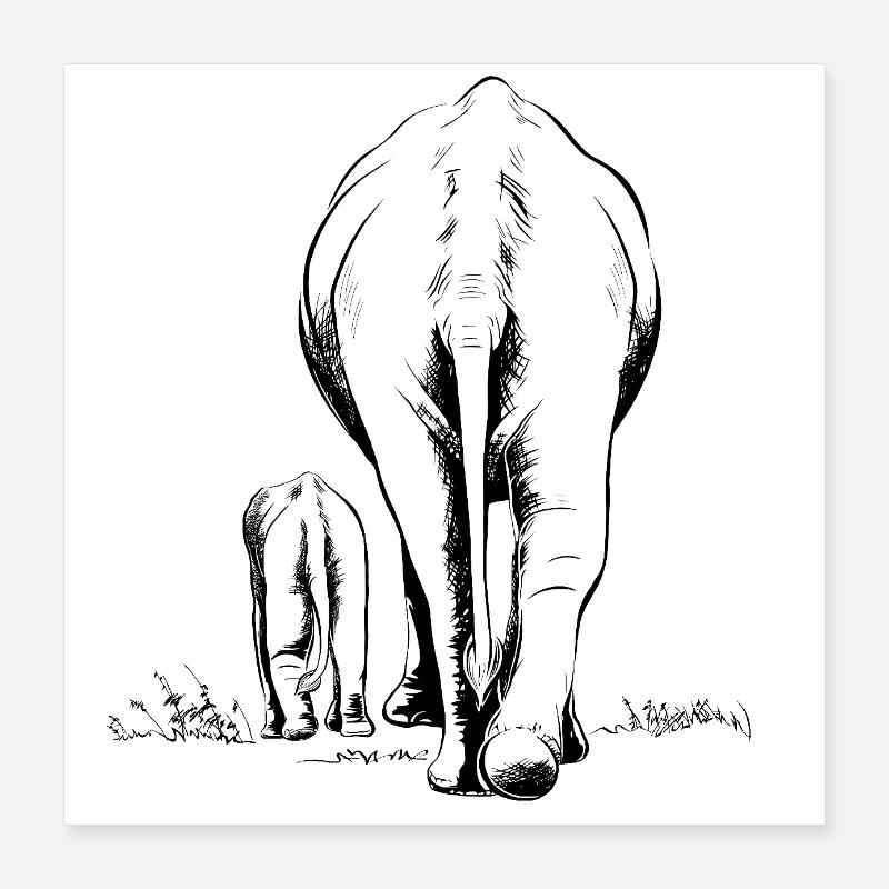 Deux éléphants Poster 40 x 40 cm
