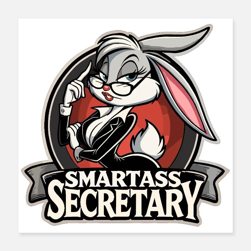 Smartass Secretary Bunny Funny Gift Poster 16" x 16" (40x40 cm)