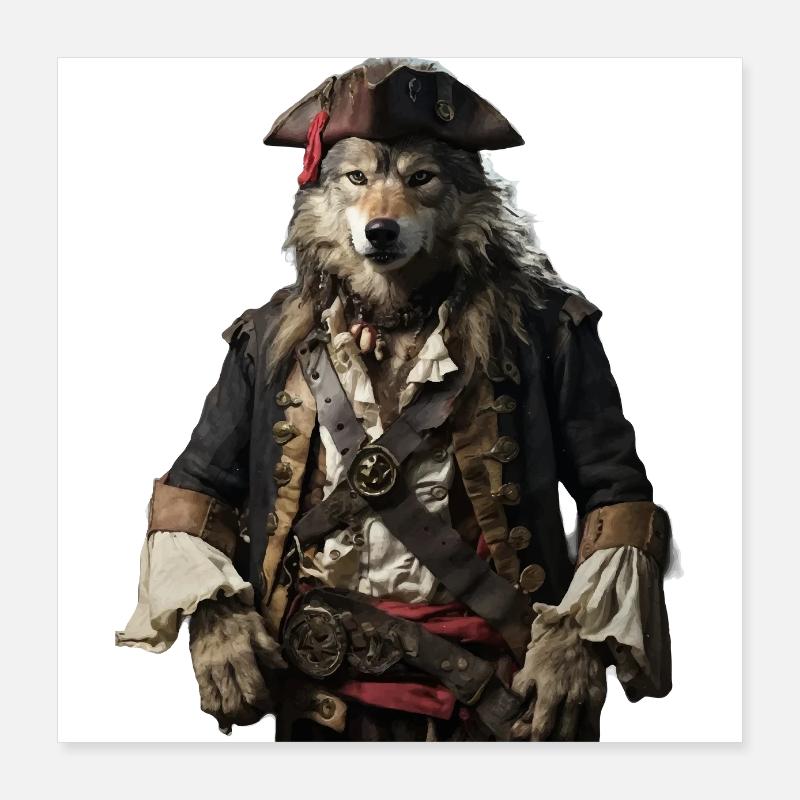 Loup pirate Poster 40 x 40 cm