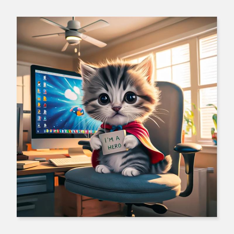 Héros chat Poster 40 x 40 cm