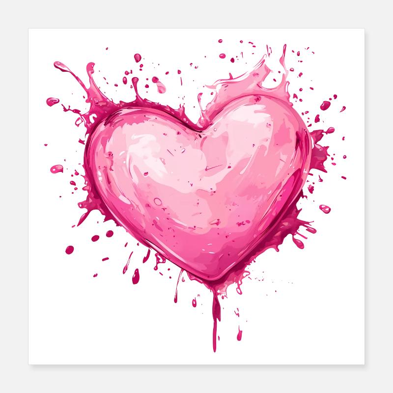 Cadeau de Saint-Valentin Coeur Rose Poster 40 x 40 cm