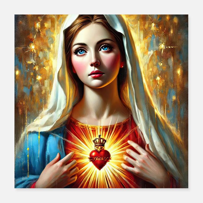 Holly Mary Maria Madonna Mariana Virgin Mary Holy Poster 16" x 16" (40x40 cm)