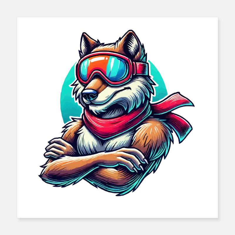 wolf skibrille Poster 40x40 cm