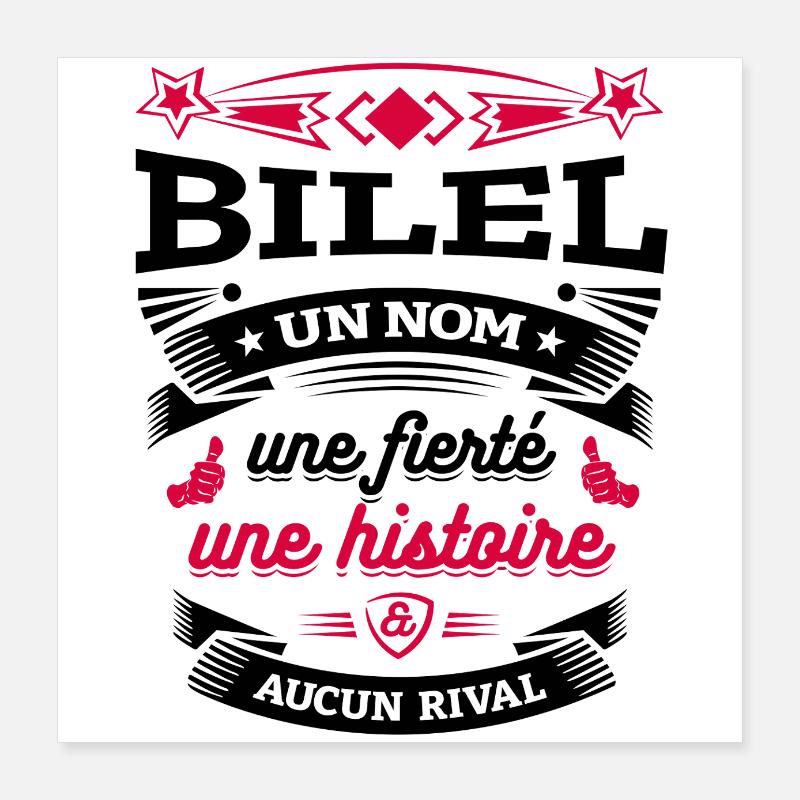 BILEL UN NOM UNE FIERTÉ AUCUN RIVAL Poster 40 x 40 cm