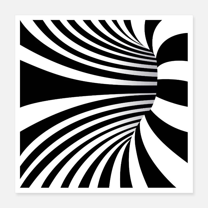 Hypnotic Black and White Art Poster 16" x 16" (40x40 cm)