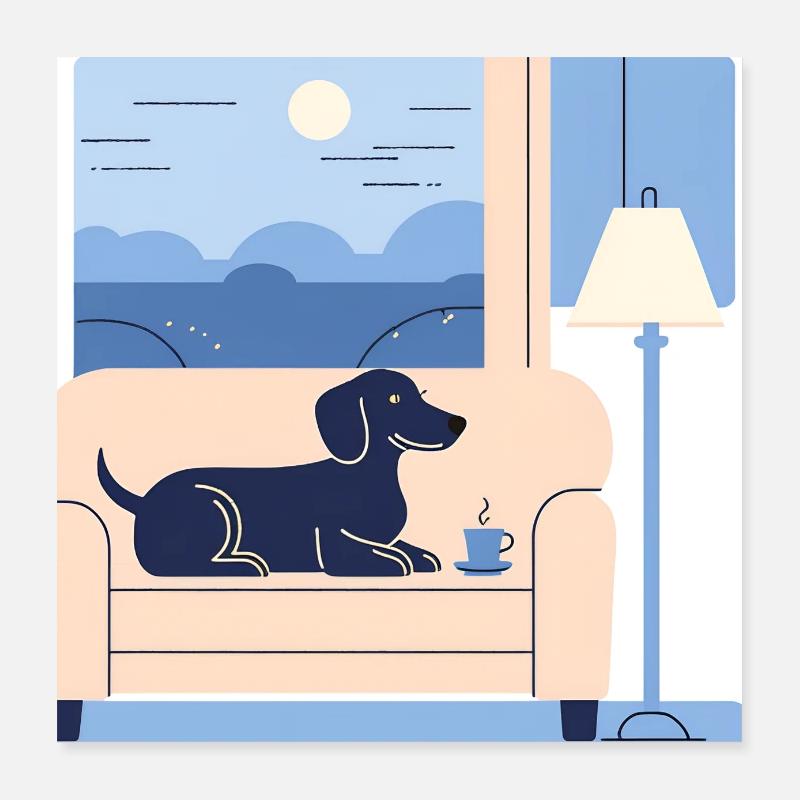 Morning Dachshund Poster 16" x 16" (40x40 cm)