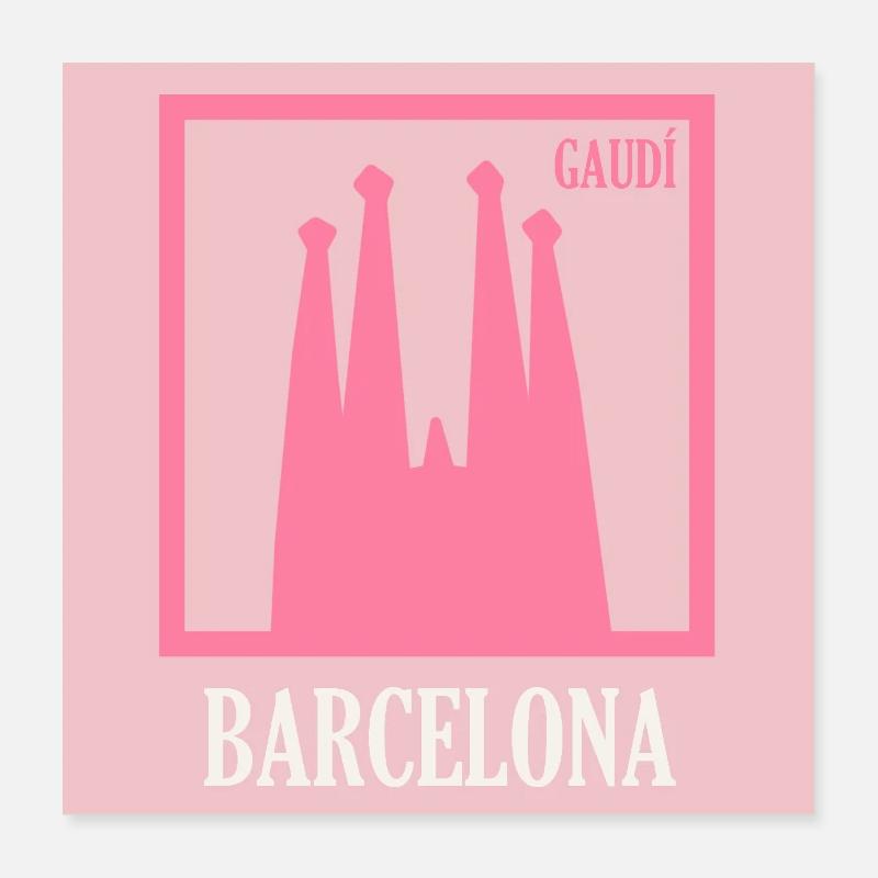 Barcelone rose Poster 40 x 40 cm