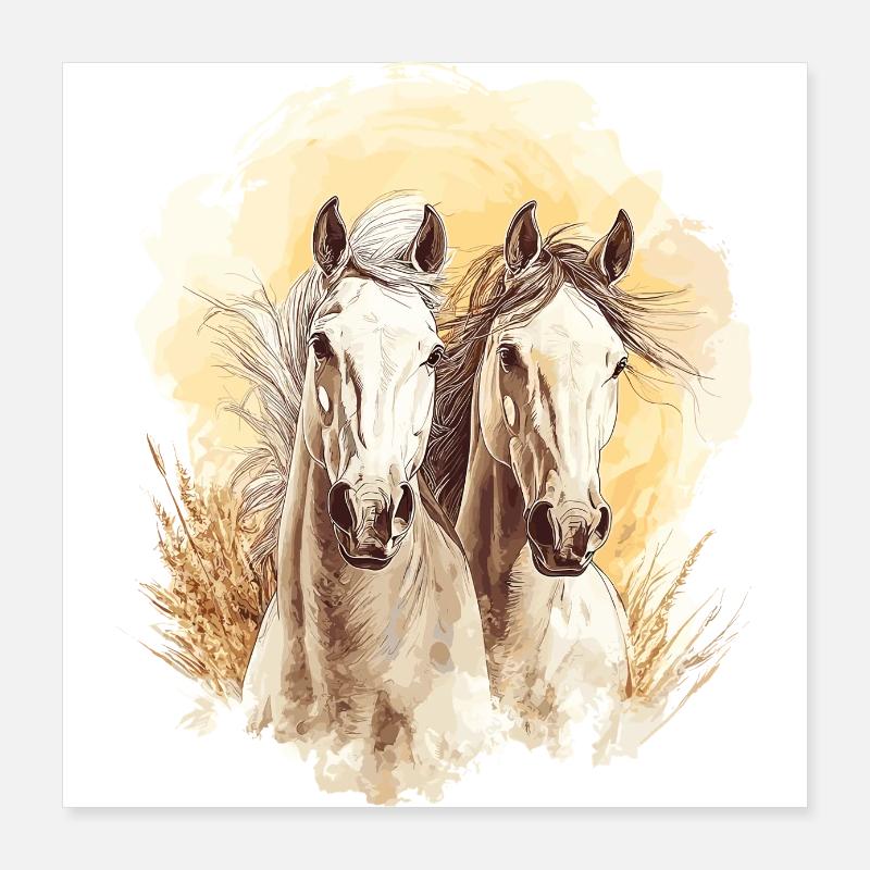 Chevaux Chevaux - Cheval Cheval - Cavalier Cavalier Poster 40 x 40 cm