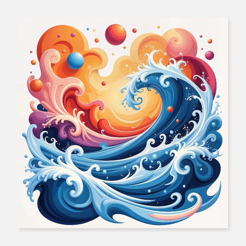 Abstrakte gefährliche Ozeangewässer Poster 40x40 cm