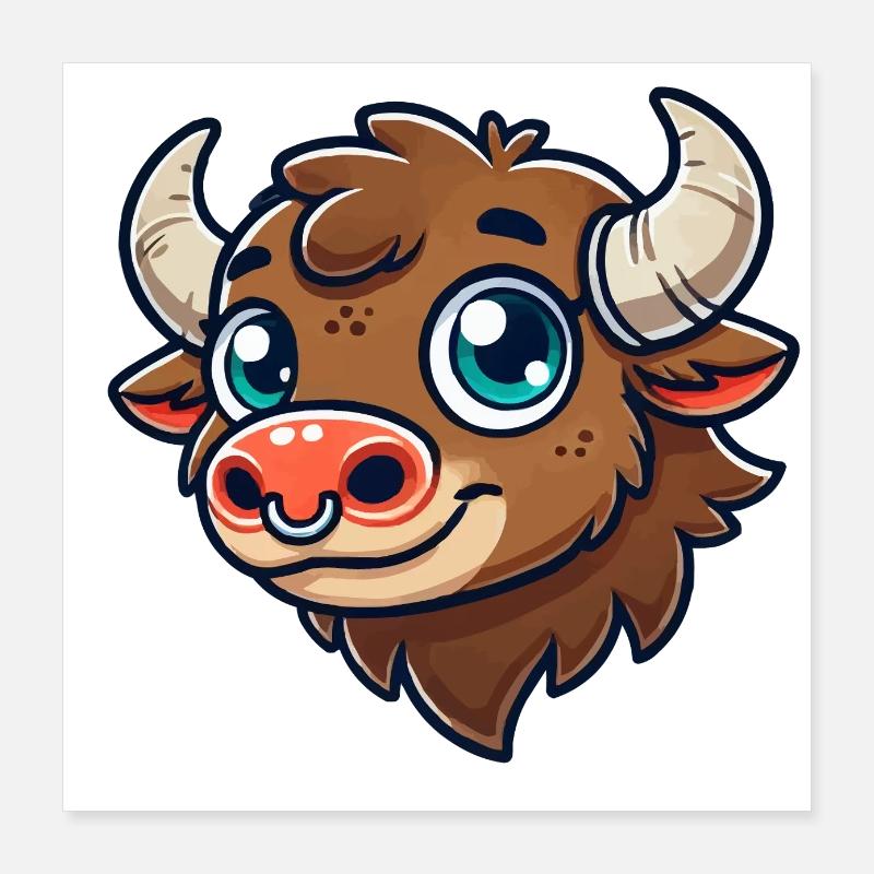 Bison mâle Poster 40 x 40 cm