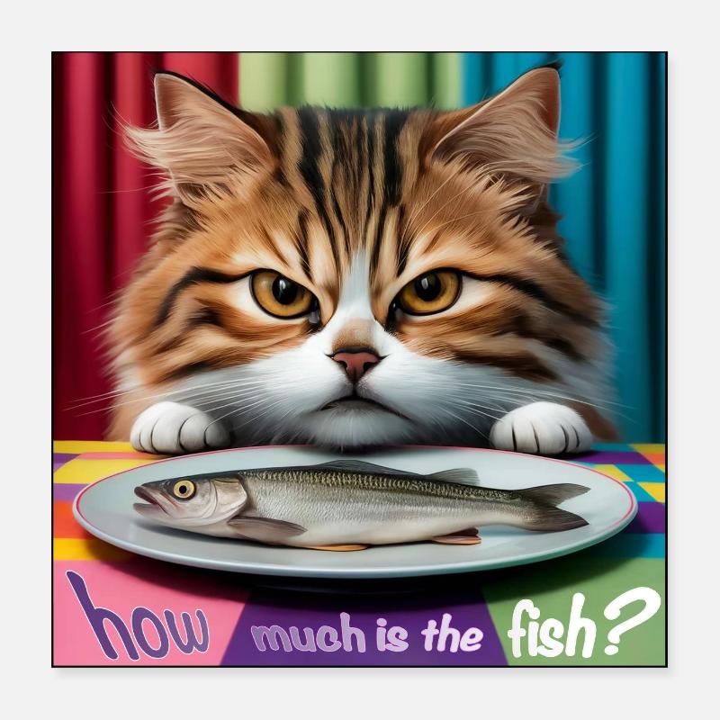 Combien coûte le chat poisson Poster 40 x 40 cm