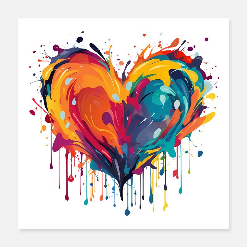 Buntes Herz Valentinstag Muttertag Geschenk Liebe Poster 40x40 cm