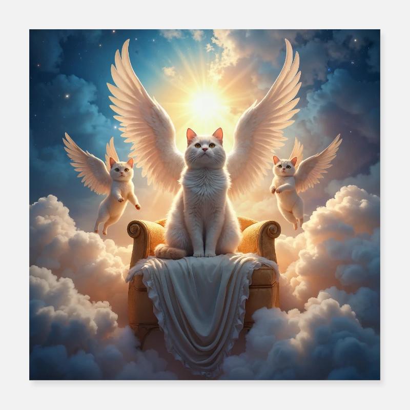 Engel Katze Poster 40x40 cm