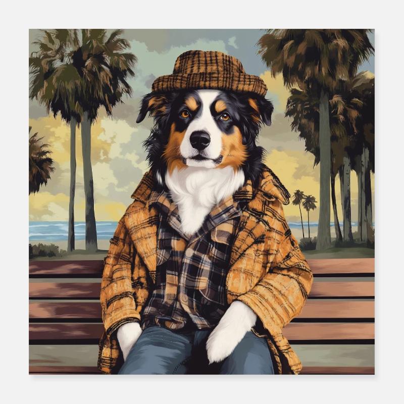 Bench at beach Poster 40x40 cm