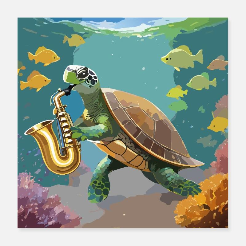 Musical Turtle Poster 16" x 16" (40x40 cm)