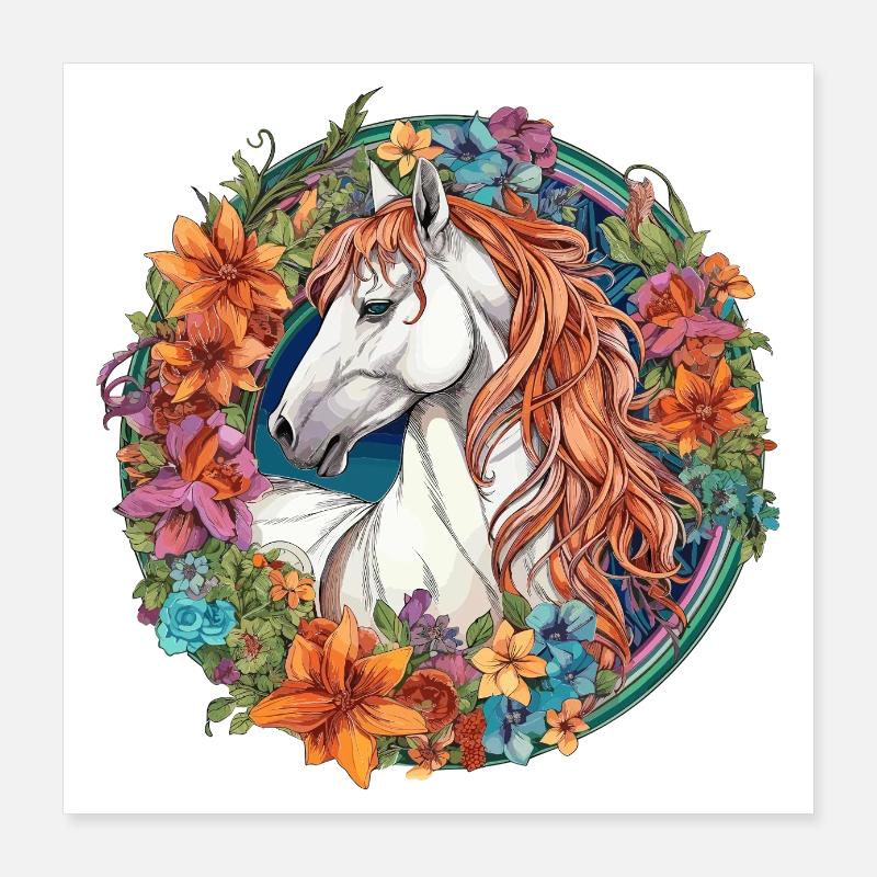 Cheval Floral Poster 40 x 40 cm