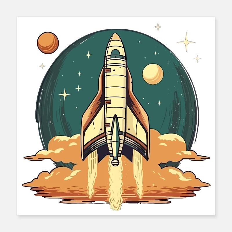 Vintage Design - Rocket Poster 16" x 16" (40x40 cm)